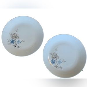 Schirnding Bavaria Vintage Porcelain White Blue Floral Salad Dessert Plates-2